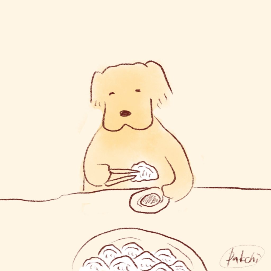 餃子と犬